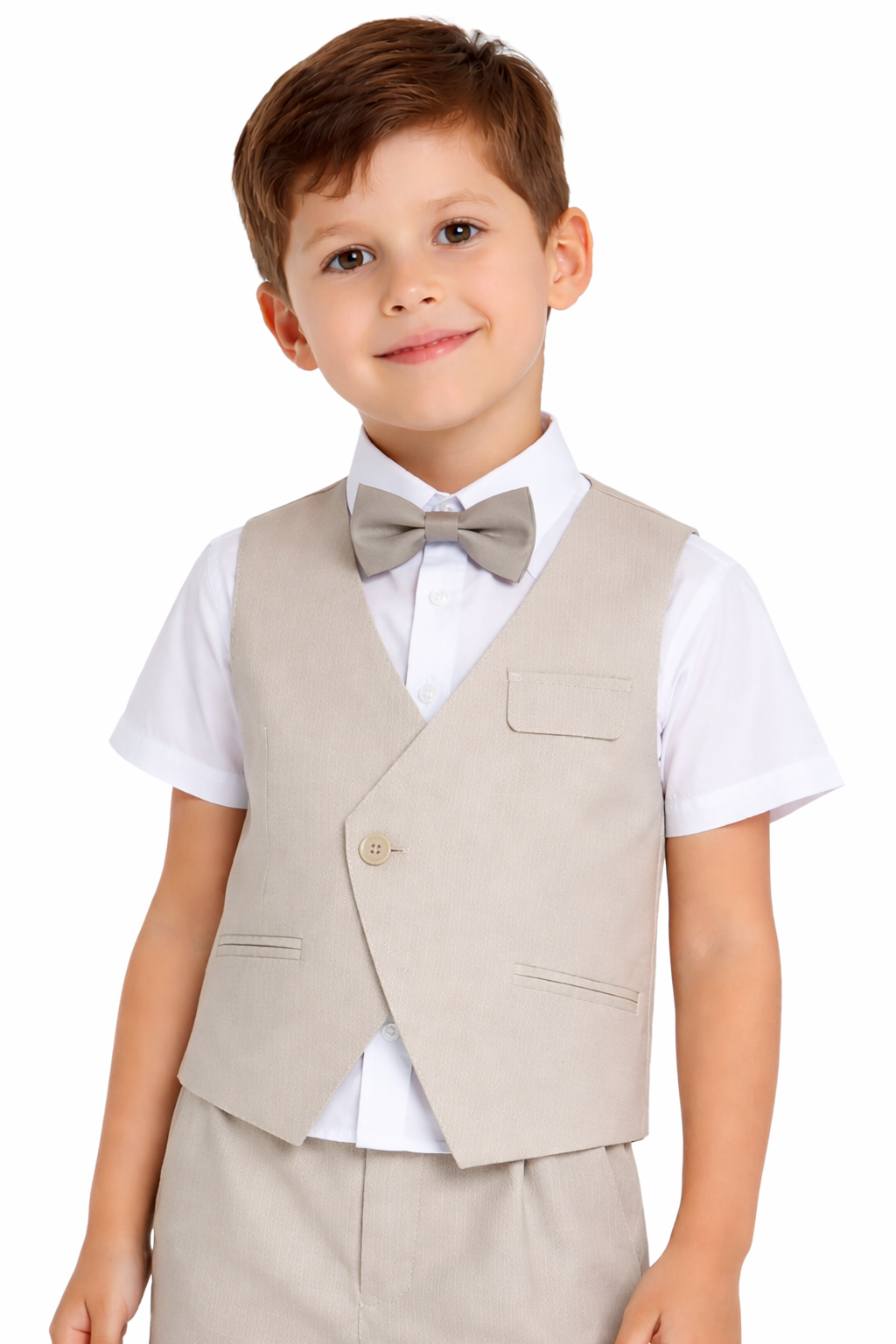 Boys 4 Pc Set Waistcoat, Shirt, Shorts & Bow Tie Set