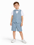 Boys 4 Pc Set Waistcoat, Shirt, Shorts & Bow Tie Set