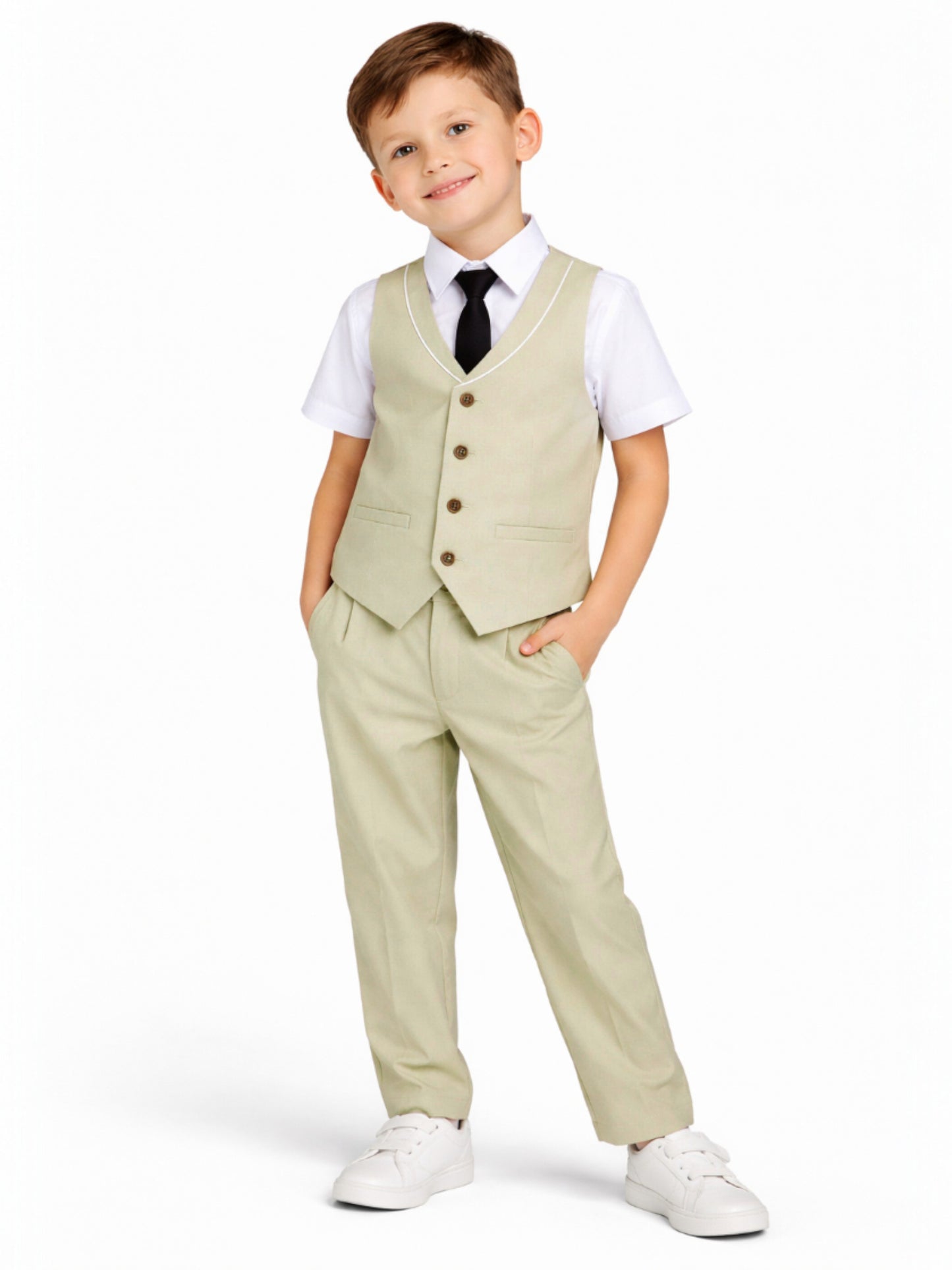 Neutral Waistcoat, Shirt, Trousers & Tie Set
