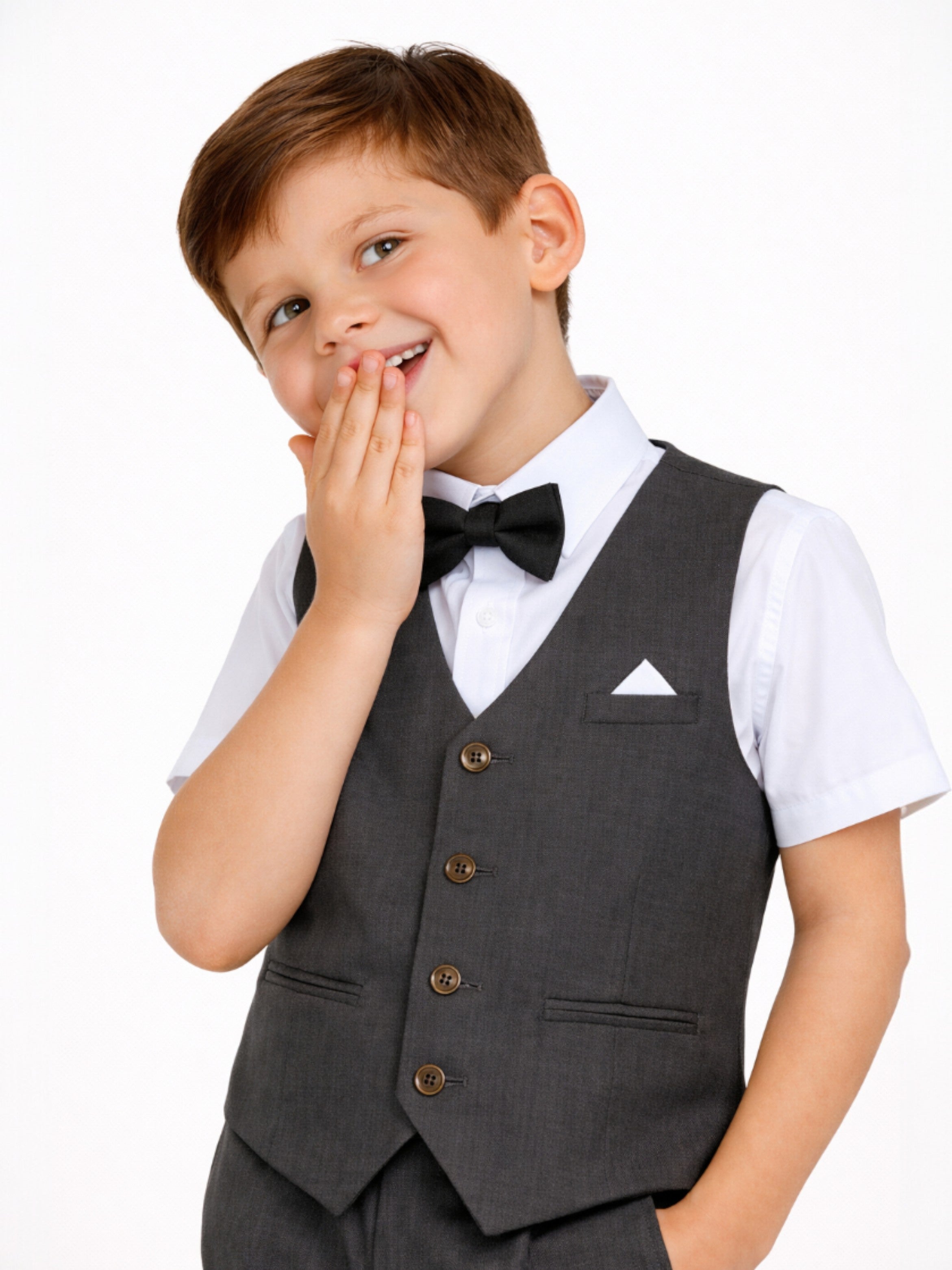 Boys 4 Piece Set Waistcoat, Shirt, Trousers & Bow Tie Set (3 Years–8 Years)