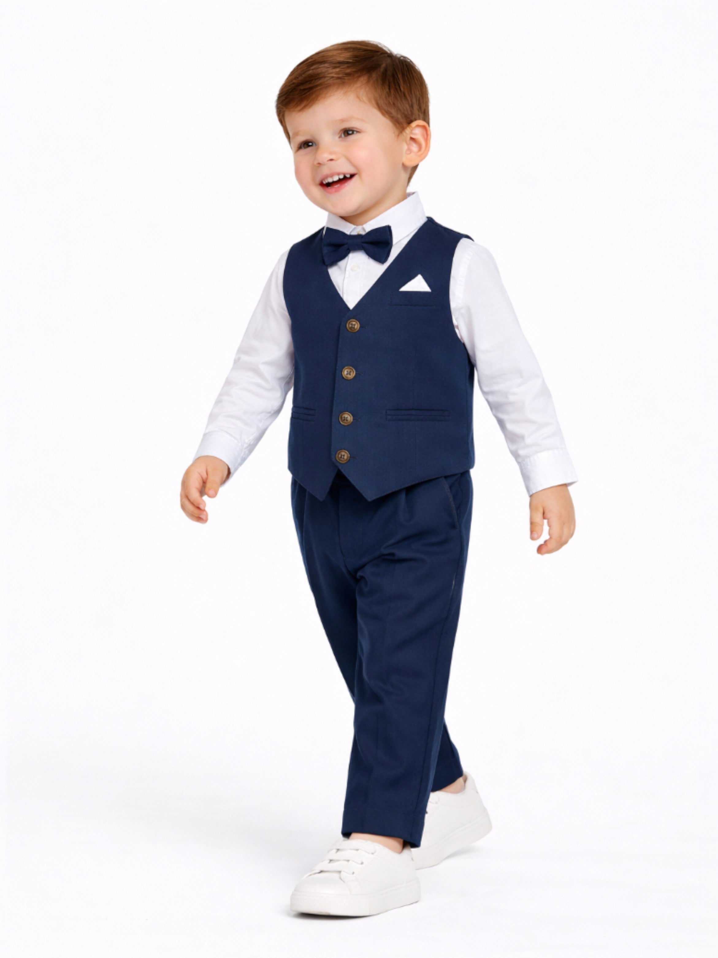 Blue Waistcoat, Shirt, Trousers & Bow Tie Set (3 Years–8 Years)