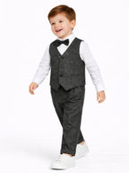 Dark Grey Waistcoat, Shirt, Trousers & Bow Tie Set (3 Years–8 Years)