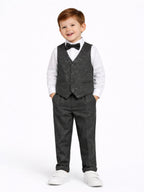 Dark Grey Waistcoat, Shirt, Trousers & Bow Tie Set (3 Years–8 Years)