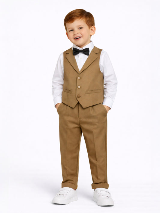 Brown Waistcoat, Shirt, Trousers & Bow Tie Set (3 Years–8 Years)