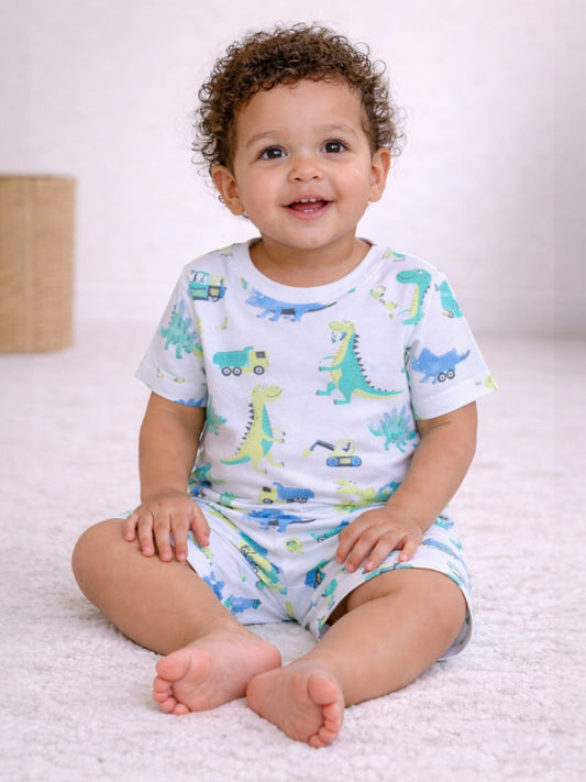 Infant Boys Dinosaur Print Cotton Pajama Set