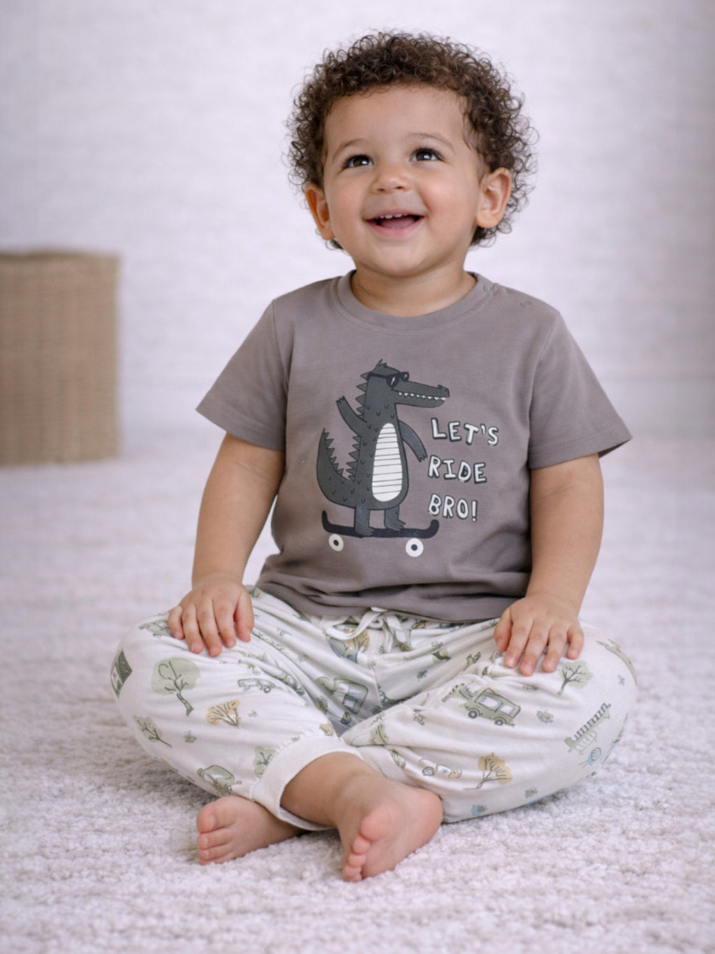 Infant Boys Animal Character Print Cotton Pajama Set “ T-Shirt & Pajama Pants Nightwear