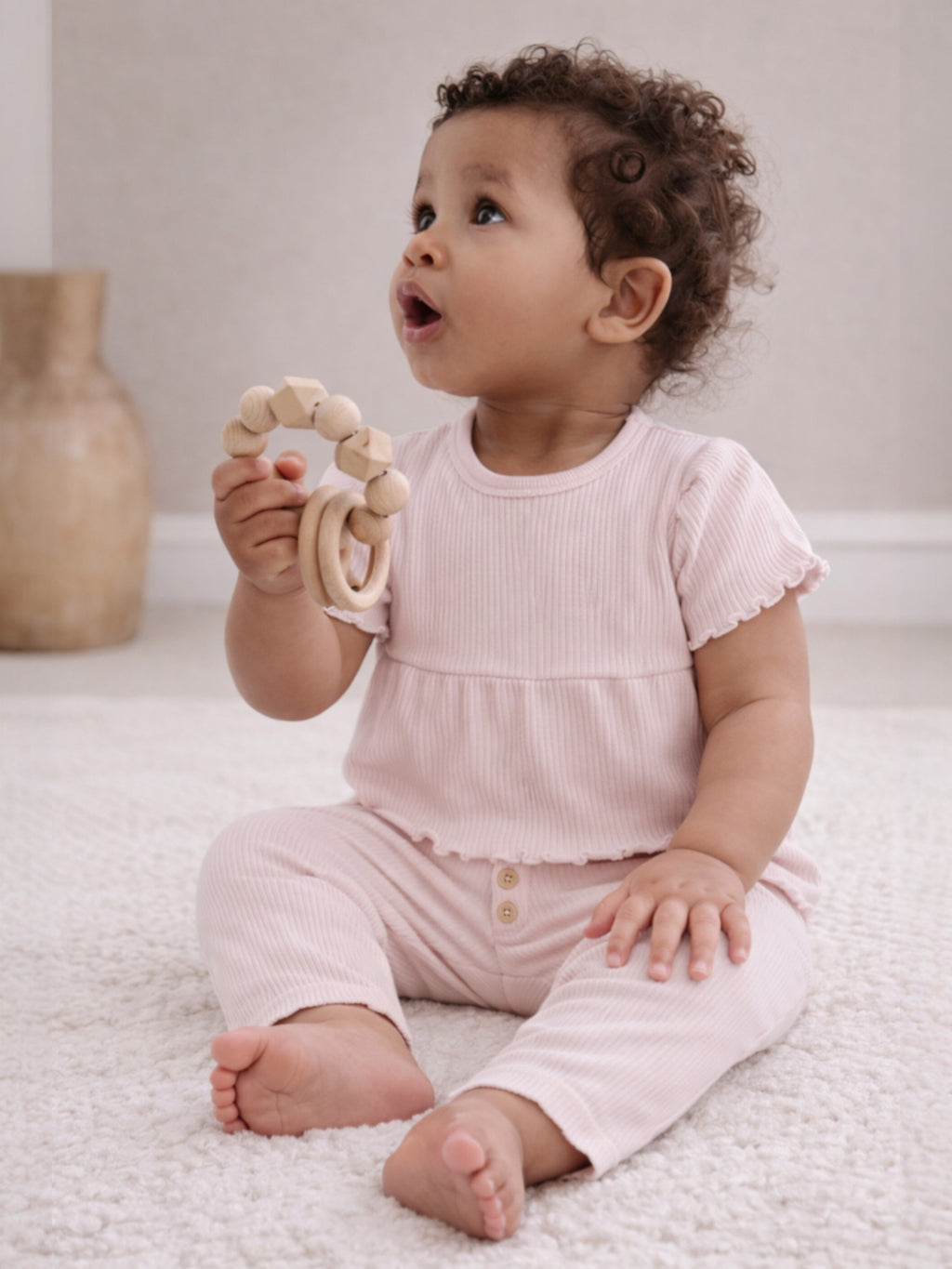 Infant Girls 2-Pack Rib T-Shirts & 2-Pack Rib Leggings Set