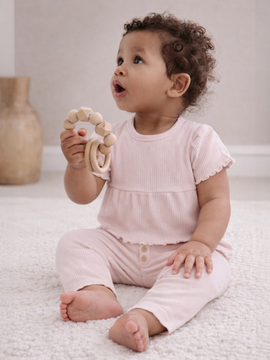 Infant Girls 2-Pack Rib T-Shirts & 2-Pack Rib Leggings Set