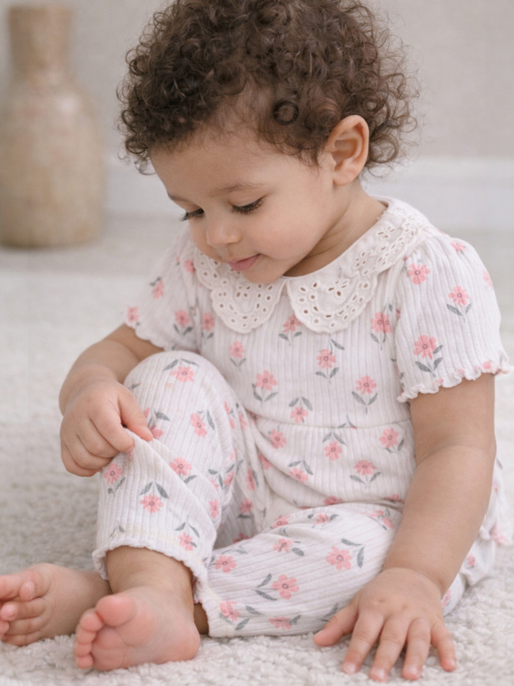 Infant Girls 2-Pack Drop Needle T-Shirts & 2-Pack Drop Needle Leggings Set