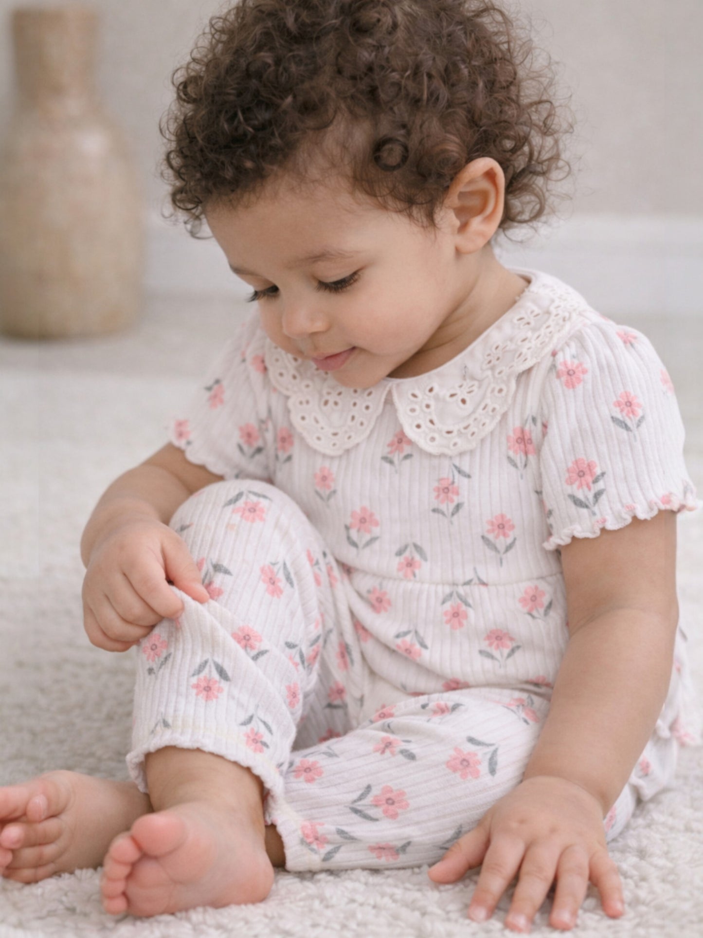 Infant Girls 2-Pack Drop Needle T-Shirts & 2-Pack Drop Needle Leggings Set