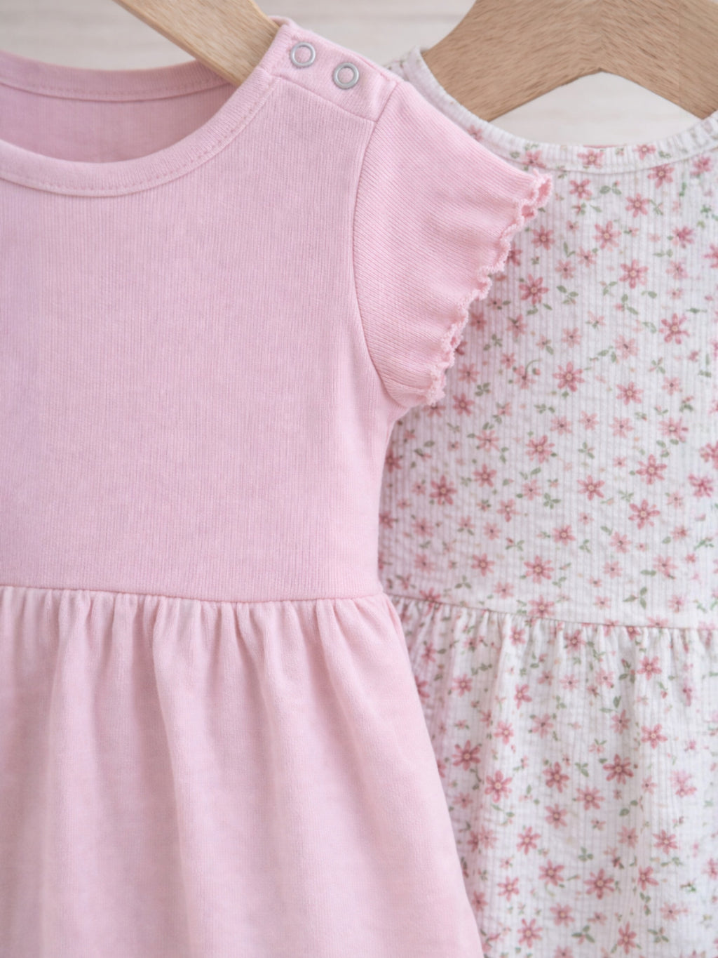Infant Girls 2-Pack Rib Dresses (Floral & Solid Pink)