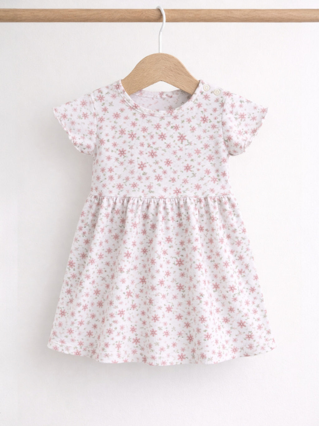 Infant Girls 2-Pack Rib Dresses (Floral & Solid Pink)