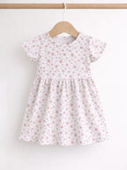 Infant Girls 2-Pack Rib Dresses (Floral & Solid Pink)