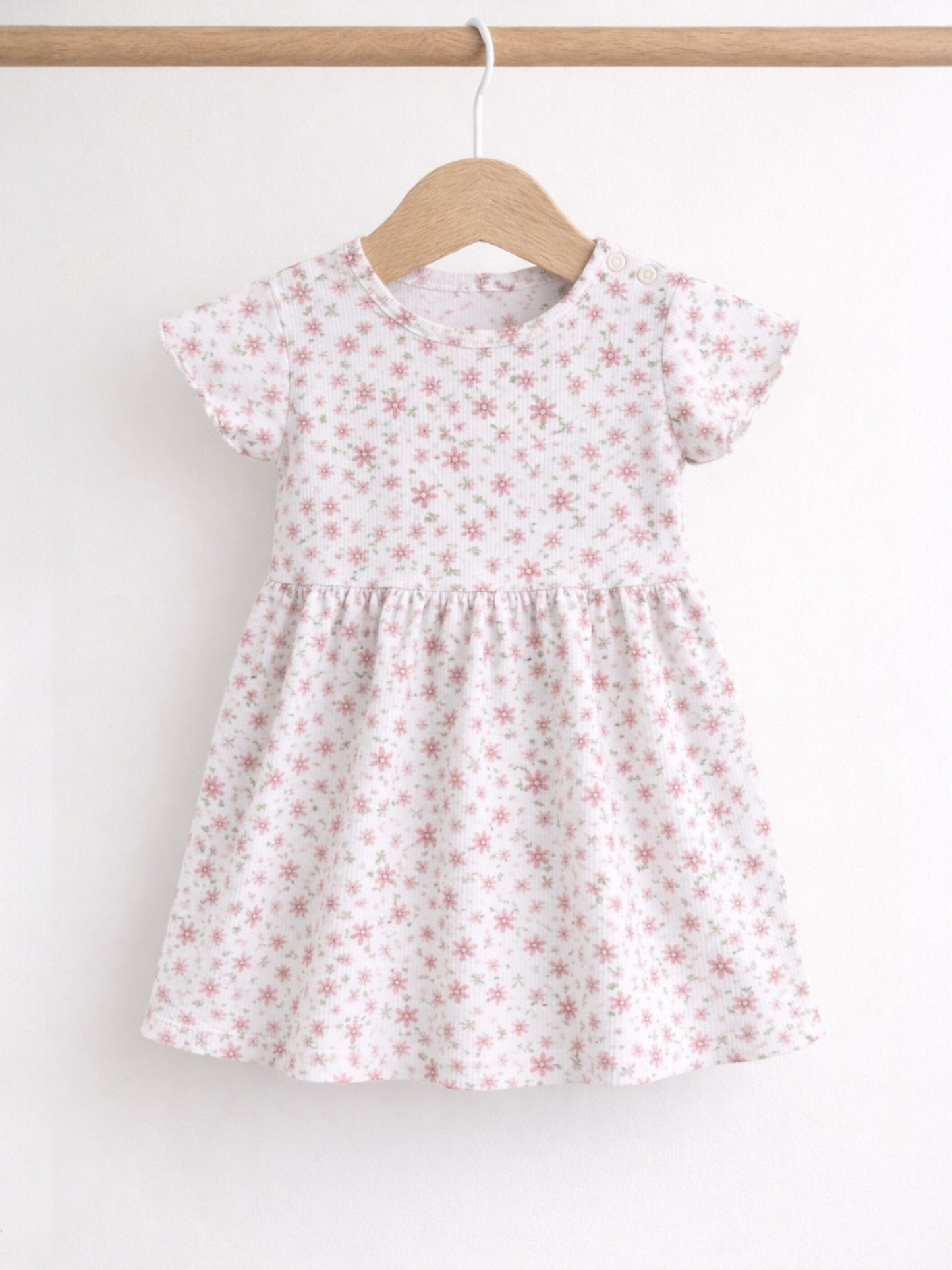 Infant Girls 2-Pack Rib Dresses (Floral & Pink Stripe)