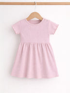 Infant Girls 2-Pack Rib Dresses (Floral & Solid Pink)