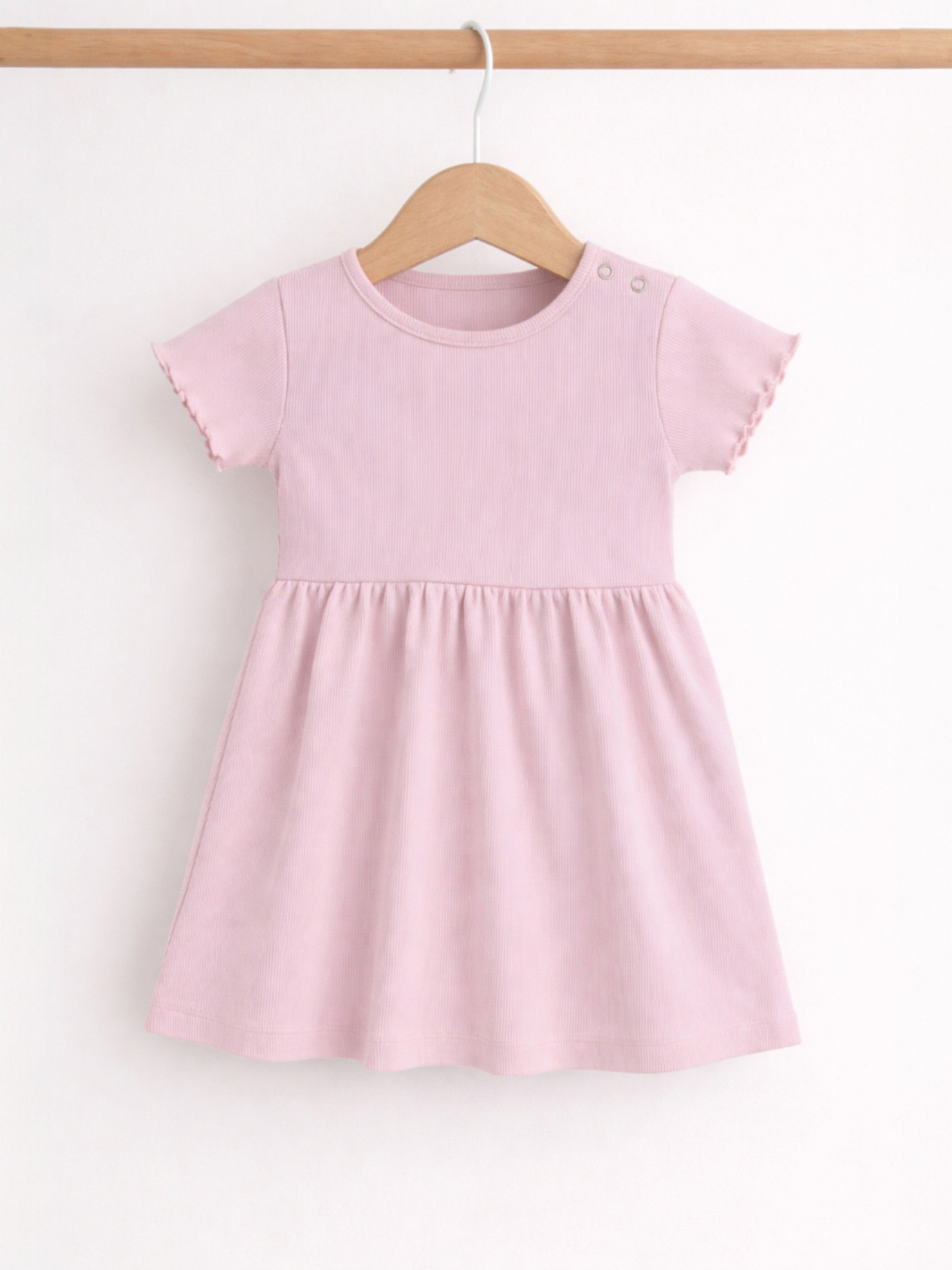 Infant Girls 2-Pack Rib Dresses (Floral & Solid Pink)