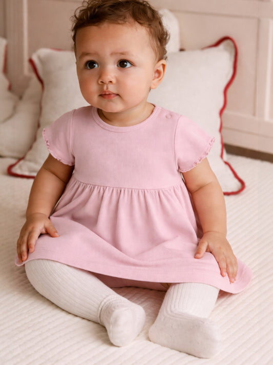 Infant Girls 2-Pack Rib Dresses (Floral & Pink Stripe)