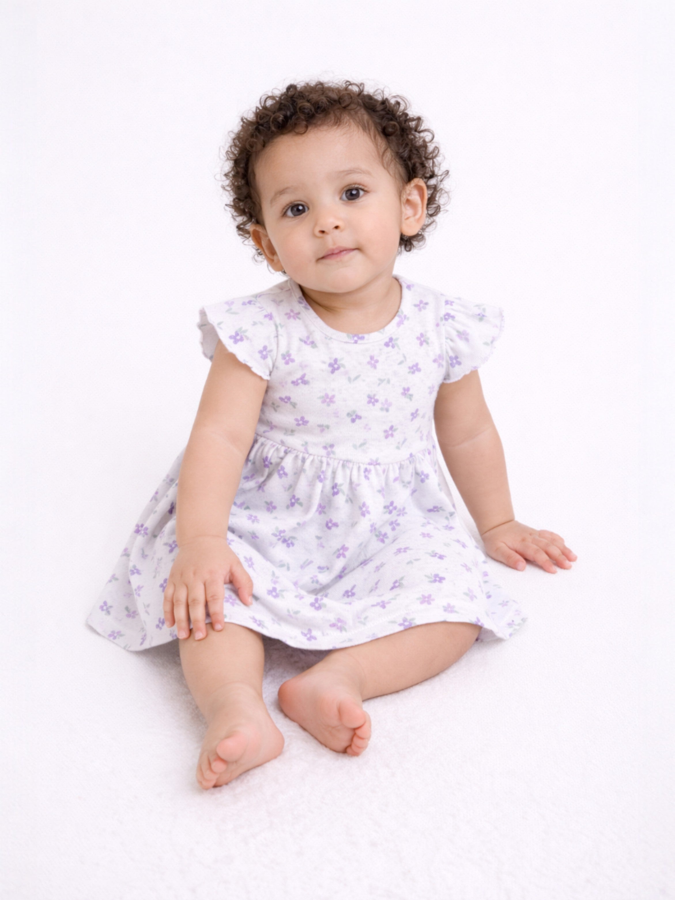 Infant Girls 2-Pack Rib Dresses (Heart Print & Solid Lilac)