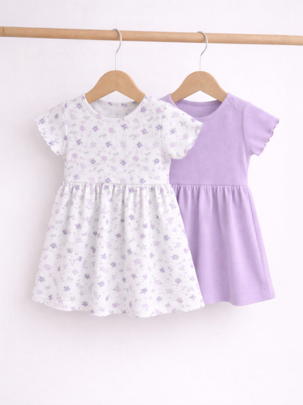 Infant Girls 2-Pack Rib Dresses (Heart Print & Solid Lilac)