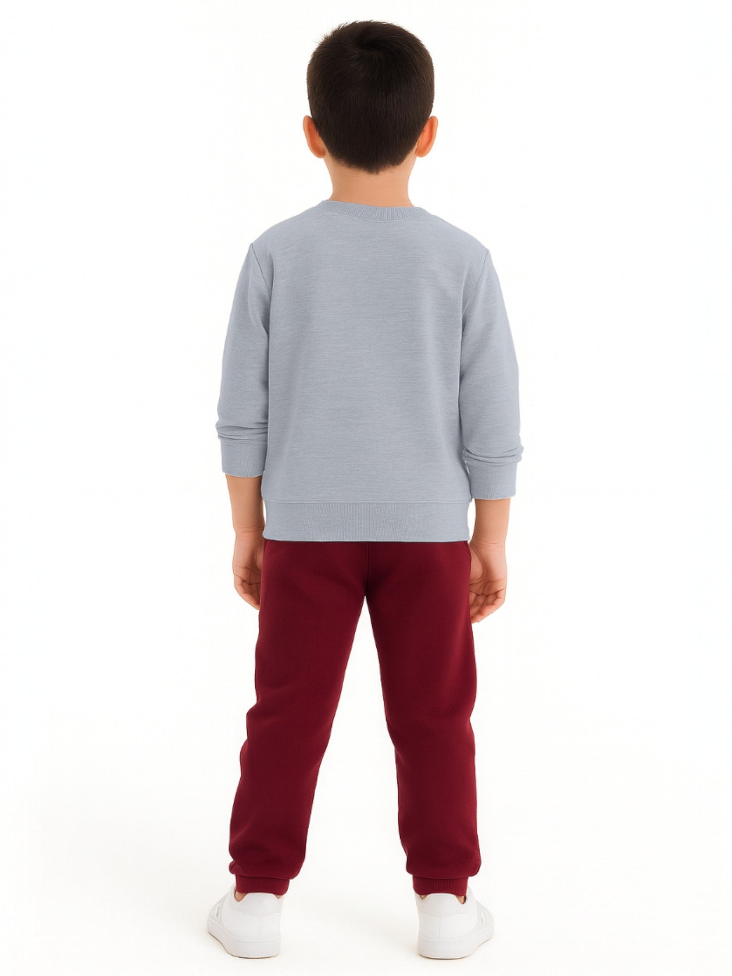 Boys TEXAS 98 Zip-Neck Fleece Tracksuit - Grey and Maroon