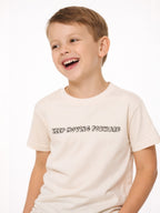 Junior Boys Beige ˜Keep Moving Forward’ Cotton T-Shirt