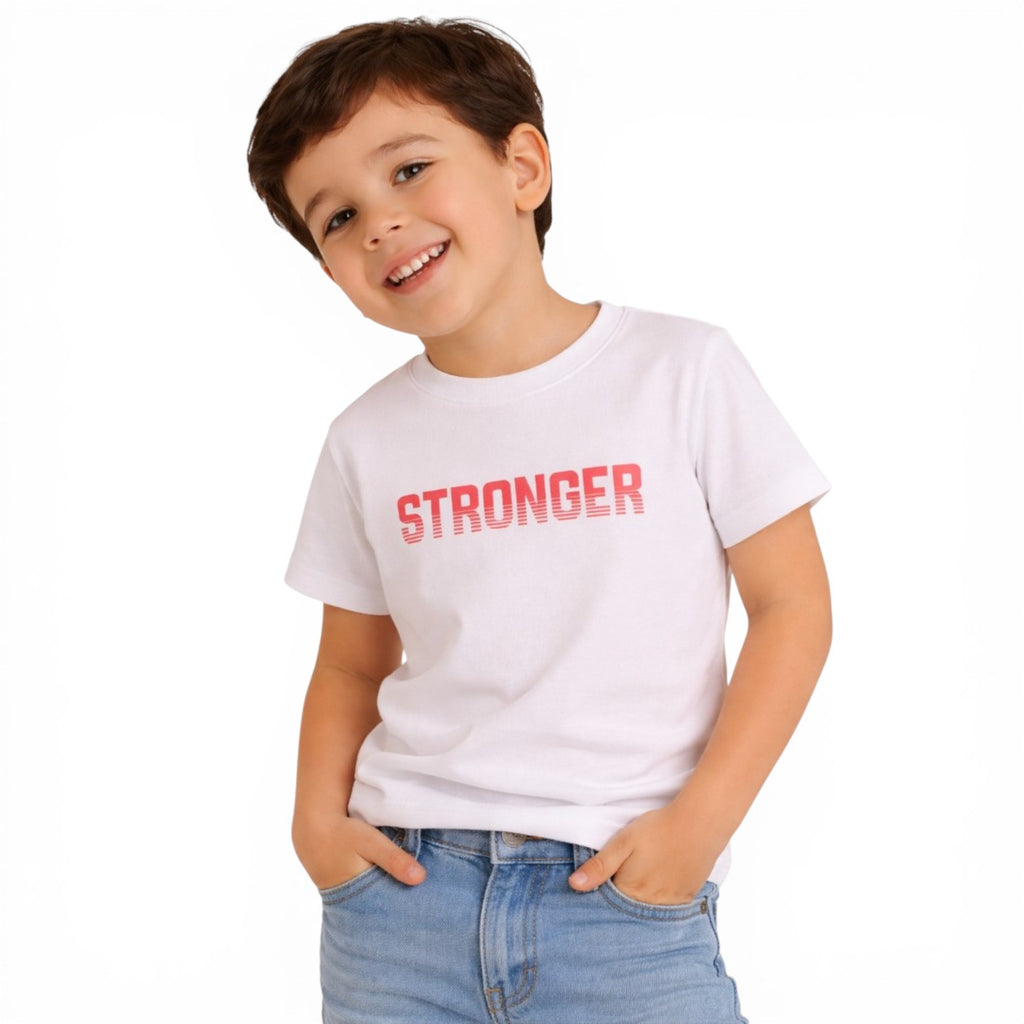 Victor And Jane Stronger Print Short Sleeves Cotton T-Shirt - White