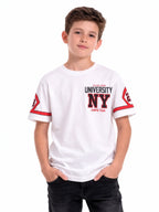 Victor And Jane  Boys' T-Shirt University Ny Printed - White