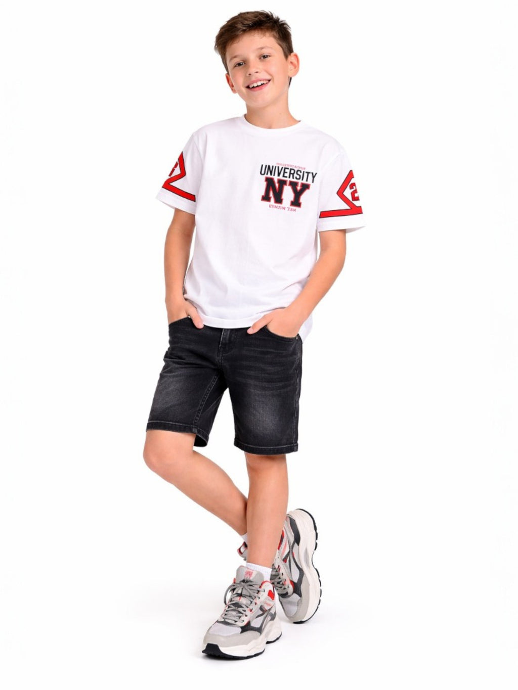 Victor And Jane  Boys' T-Shirt University Ny Printed - White