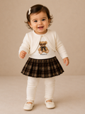 Girls 3-Piece Cardigan, Dress & Leggings Set