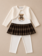 Girls 3-Piece Cardigan, Dress & Leggings Set