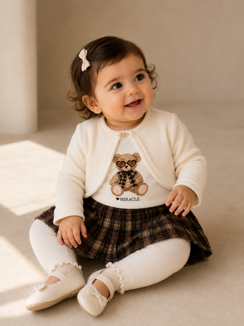 Girls 3-Piece Cardigan, Dress & Leggings Set