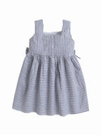 Girls’ Woven Striped Dress “ Bow Detail Sleeveless Dress