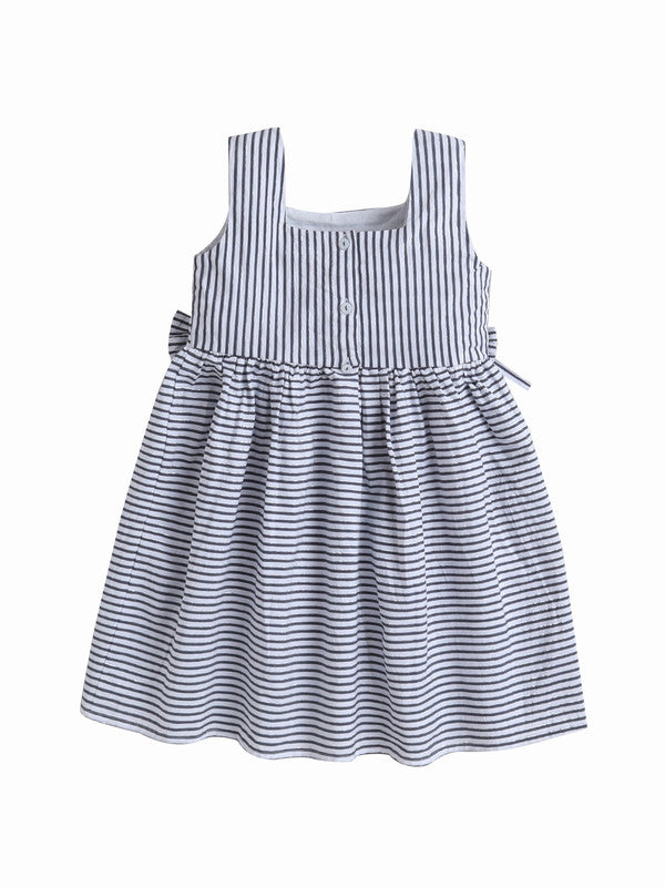 Girls’ Woven Striped Dress “ Bow Detail Sleeveless Dress