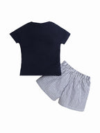 Girls’ T-Shirt & Woven Striped Shorts Set