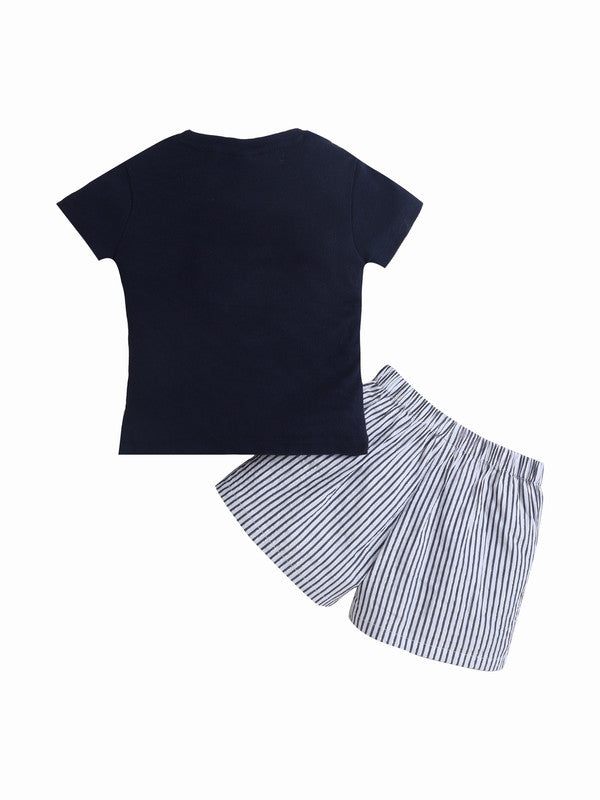 Girls’ T-Shirt & Woven Striped Shorts Set