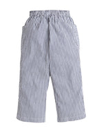 Girls’ Woven 2-Piece Set “ Striped Puff Sleeve Top & Wide-Leg Cargo Trousers