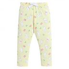 victor and jane girls yellow pyjama bottoms with a cute bunny and flower print and an elasticated drawstring waist