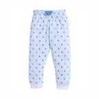victor and jane baby boys light blue striped joggers with a small sailboat print and a drawstring waist