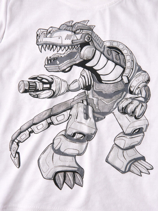 Boys Dinosaur Graphic T-Shirt & Black Shorts Set