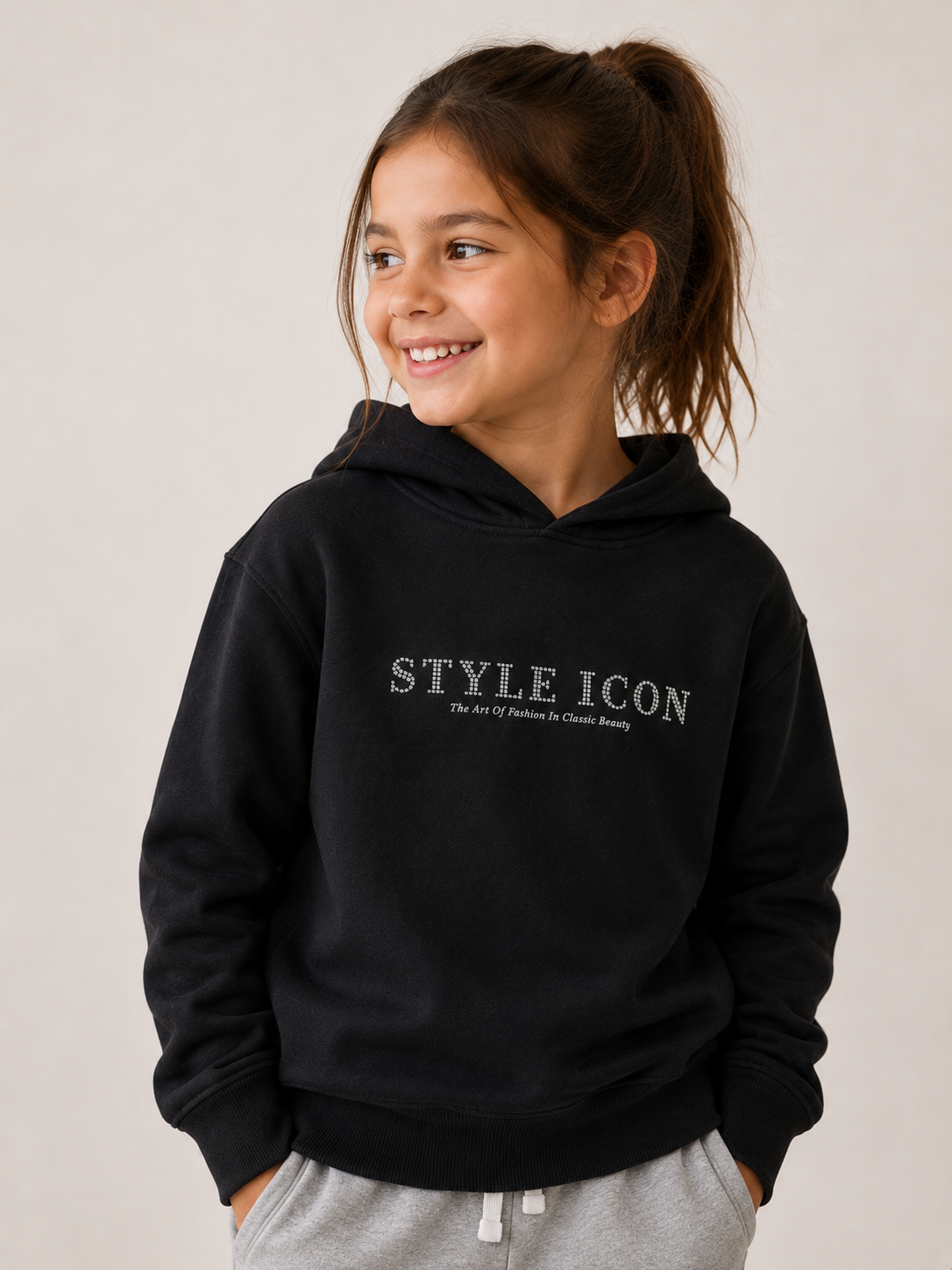 Girls Text Print Hoodie Sweatshirt