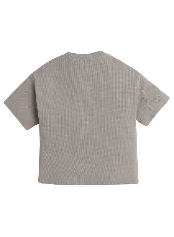 Junior Boys Ribbed Cotton T-Shirt - Light Olive