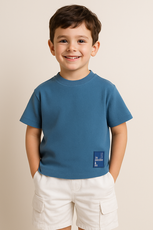 Junior Boys Cotton T-Shirt - Winter Blue