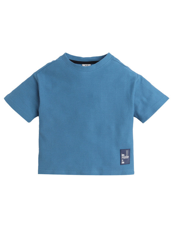 Junior Boys Cotton T-Shirt - Winter Blue