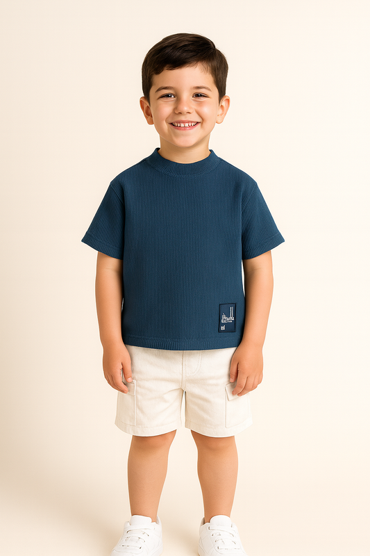 Junior Boys Textured Cotton T-Shirt