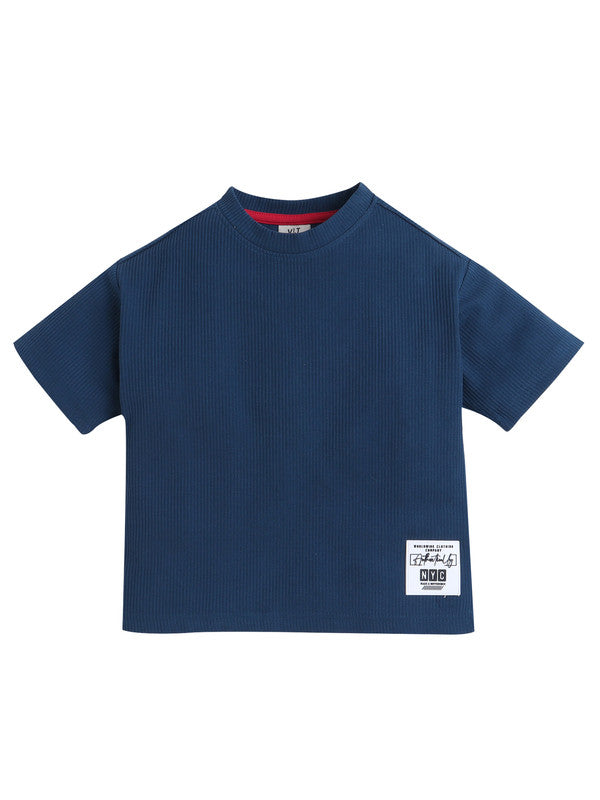 Junior Boys Textured Cotton T-Shirt