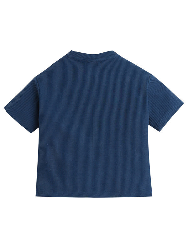 Junior Boys Textured Cotton T-Shirt