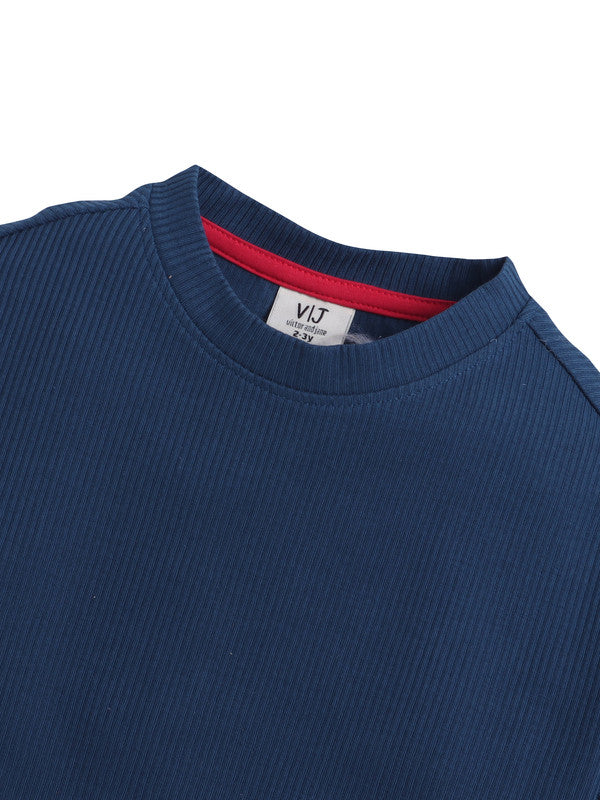 Junior Boys Textured Cotton T-Shirt