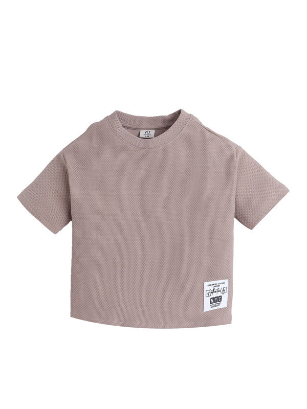Junior Boys Textured Cotton T-Shirt