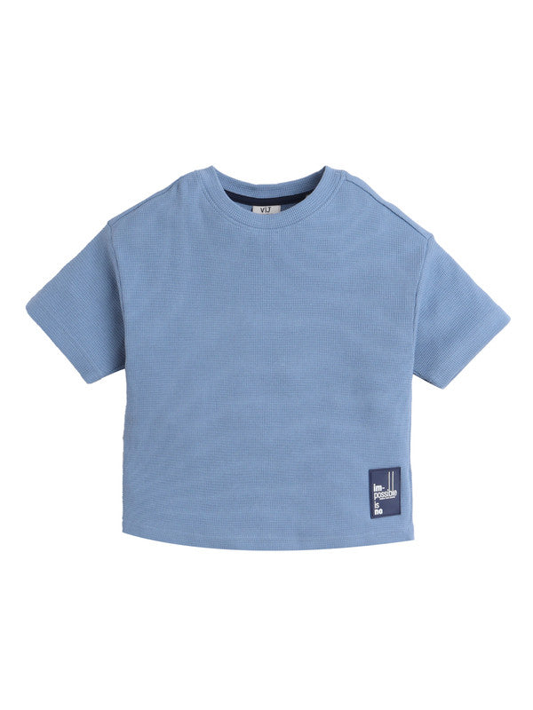 Junior Boys Statement Cotton Tee - Sky Blue