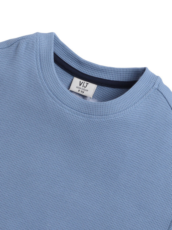 Junior Boys Statement Cotton Tee - Sky Blue